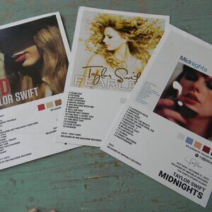 LOT OF 3 TAYLOR SWIFT  ALBUM COVERS CANVAS PRINT POSTER 12"X8" RED MIDNIGHTS